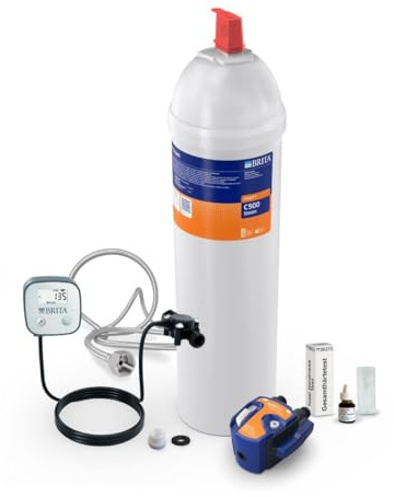 Brita Purity C Steam Starter Kit C500 with Flow Meter | Commercial-grade water purification kit includes an integrated flow meter to track usage and optimize filter life.