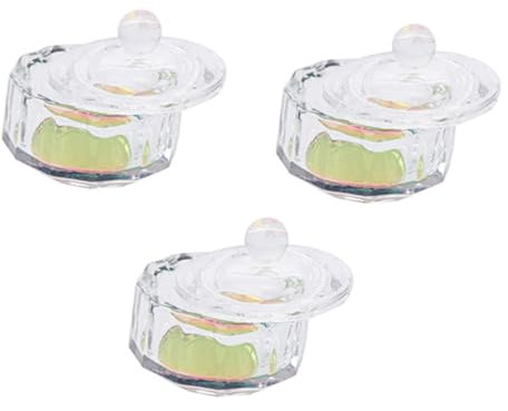 Healeved 3piezas Taza De Manicura Tapa Para Mezclar Líquidos y Polvos De Uñas Accesorio De Arte De Uñas