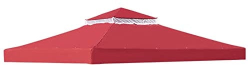 10x10FT Double Tier Red Gazebo Canopy Top Replacement with Air Vent Waterproof Patio Garden Pavilion Cover for Outdoor Grill Shelter