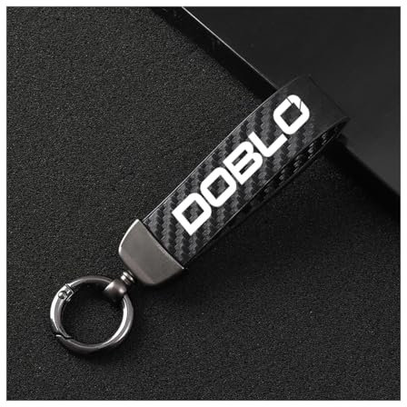 Générique Porte-CléS De Voiture pour Fiat Doblo, Porte-CléS De Voiture en Microfiber Cuir avec Anneau en D Pivotant à 360°,Black