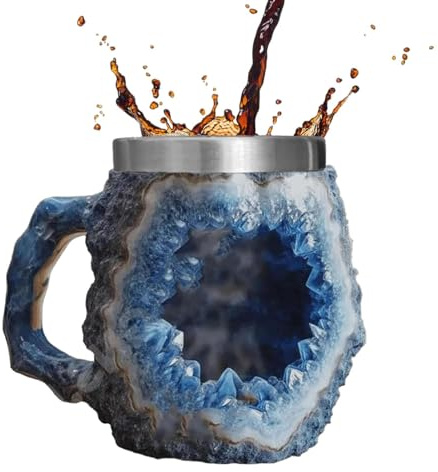Mineralkristall-Kaffeetasse, 2024 neue Onyx-Kristall-Textur-Kaffeetassen, natürliche Mineralkristall-Kaffeetassen, Achat-Textur, Heiß-Kaltwasser-Tasse für jungens und Mädchen
