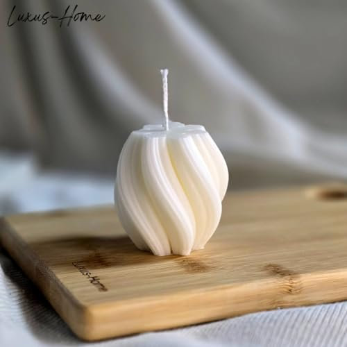 Luxus-Home Kleine Wellenkerze - Handgemachte Sojawachskerze, deko - Wohnzimmer - Spiral-Kerze- Geschenke - Candlesdeko - Geschenke für frauen - Geburtstage - Elegante Dekoration - Weiße Kerze