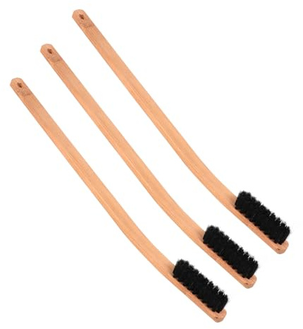JECOMPRIS Felgenreinigungsbürste Reifenbürste 3 Stück Holz Beige | Langer Griff, Weiche Borsten, Aufhängeöse, Für Motoren, Räder, Reifen, Felgennaben