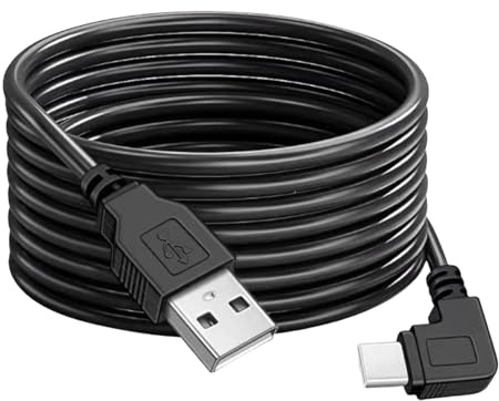 3.5 Meters Mini USB A to Mini B Cable with 90-Degree Angle Right-Angle Connector, Usb to Mini Usb Cable, USB 2.0 Car Charger Cord, Camera Charger, Includes 5 Wiring Clips for Easy Installation