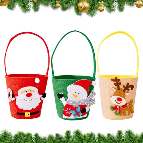 Holiday Cookie Pouches - 3pcs Weihnachten Snack Tasche, Nicht gewebt Weihnachten Leckerbissenhalter, Deko Geschenktüte, Urlaub Snacktasche mit | Cookie Candy Organizer für Winterfest Kinder