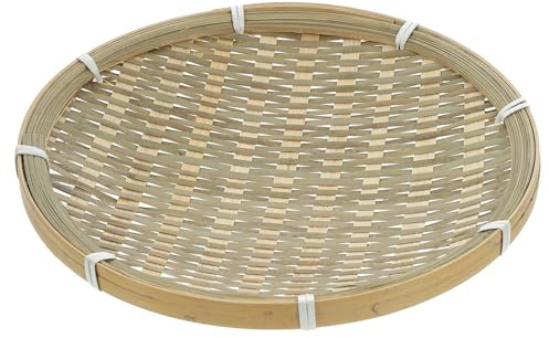 DEARMAMY Plateau à Tressé en Bambou Naturel 22 CM Panier de Rangement Multifonction pour Légumes et Collations Corbeille Légère et Solide pour Camping la Cuisine et Maison