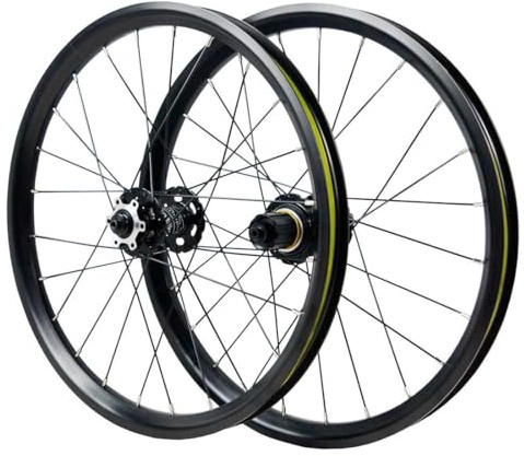 QHYRZE 20 Zoll Faltrad Laufradsatz 406 BMX Felge 24 Speichen Scheibenbremse Fahrradrad Kinderfahrrad Vorder Hinterrad Schwarz Schnellspanner 100/135mm Für 7-12s HG-Kassette