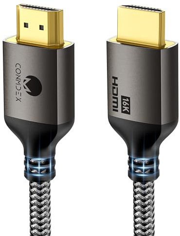 CONMDEX Cavo HDMI 2.2 16K 2m — Connessione stabile ad alta banda | 96 Gbps, 8K@120/144Hz, 4K@240Hz, eARC, HDR, VRR | Per console, GPU, TV, monitor e soundbar