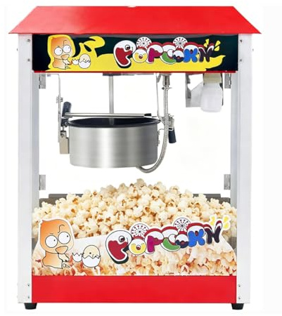 Popcornmaschine, 10 oz Kessel für 60 Tassen pro Ladung, 1300 W, Tisch-Popcornmaschine mit Popcornschaufel und Messbecher, Popcornmaschine Professionell für Kinos (66 cm x 54 cm x 36.5 cm)