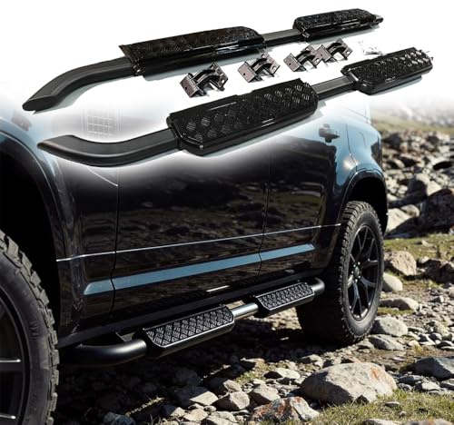 Marchepieds pour LR Defender 130/110 L663 4 portes 2020-2026 | 2 marchepieds latéraux fixes | Kit sans perçage | Accessoires de voiture noir (noir brillant)