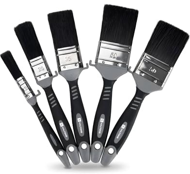 Haltons No Loss Paint Brush Set 5 Piece 0.5 1 1.5 2 Professional Painting Brushes for Walls Wood Furniture Smooth Finish DIY Decorating Tools