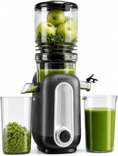 ZACHVO Entsafter Gemüse und Obst Testsieger – Slow Juicer mit 130 mm Extra Breitem Einfüllschacht, Kaltpress-Technologie (300 W), Hohe Saftausbeute, Leise & Einfach zu Reinigen