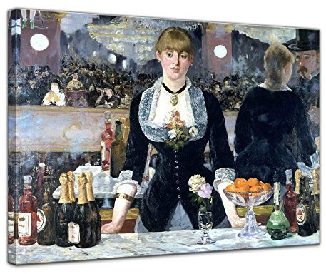 Bilderdepot24 Bild auf Leinwand | Édouard Manet Bar in den Folies-Bergère in 60x50 cm als Wandbild | Wand-deko Dekoration Wohnung alte Meister | NEU-180204-60x50-bidfb