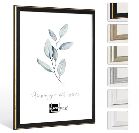 Bildershop-24 Bilderrahmen Barockrahmen Kalypso 80 X 121 cm (PUZZLEFORMAT) Schwarz Goldglanz Antik Farbe und Größe wählbar