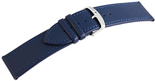 Excellanc Uhren-Armband Ersatz Leder glatt Dornschließe blau Breite 10-26 mm 8000053