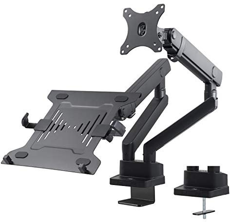 Soporte de Escritorio para 2 ó 3 monitores, Laptop, portátil, Pantalla, Monitor, Altura, rotación e inclinación Ajustable, con Portes USB Integrados, VESA 75x75, 100x100 (MC-813 Doble)