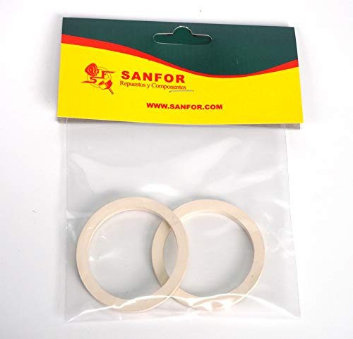 Sanfor 57047 Dichtungen für Kaffeemaschine, Edelstahl, 2 Tassen, Gummi, Weiß
