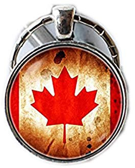 Bloody devil Kunstbild-Schlüsselanhänger, kanadische Vintage-Flagge, Kanada-Schlüsselanhänger, kanadischer Schmuck, Flagge von Kanada, Ahornblatt, Reisegeschenk, kanadischer Schmuck, Rot, Geschenk der