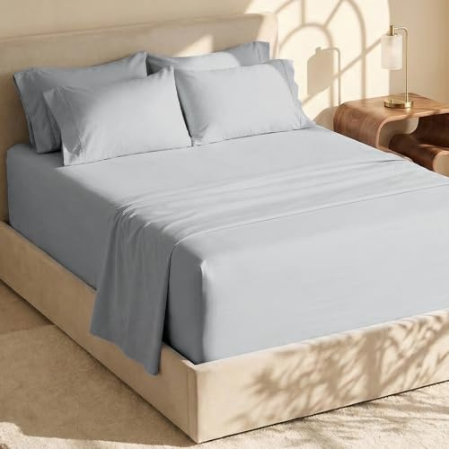 Hearth & Harbor Extra Deep Pocket Sheets - Fits Mattress 18-24 Inches Deep - Extra Deep Pocket Split King Size Sheets Sets - 7 Piece Split King Size Sheets - Split King Sheets Deep Pocket, Silver