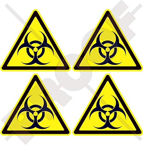 Biohazard Warnaufkleber, 50 mm, Covid Virus, biologische Gefahr, Dreieck, Vinyl-Aufkleber für Stoßstange, 4 Stück