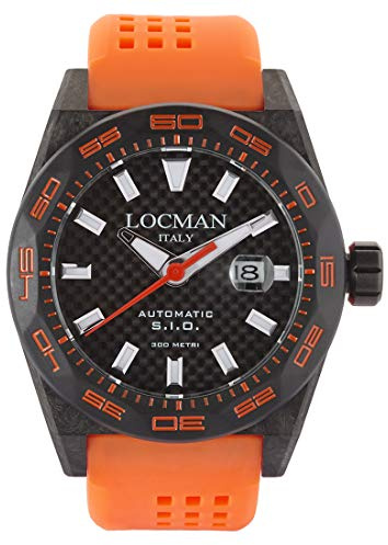 Locman Italy Herrenuhr Stealth Carbon Automatik schwarz/orange Ref. 0216