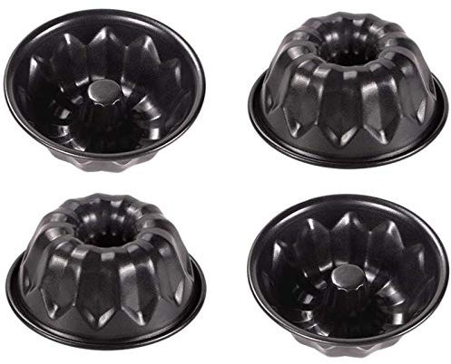 webake Mini Gugelhupfform 11cm 4 Stück Gugelhupf Backform Klein Kuchenform Rund mit Antihaftbeschichtung für Gugelhupf, Kuchen, Muffin, Cupcake