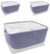 Mangata Faltbare Stoff Aufbewahrungsboxen, Leinwand Aufbewahrungskörbe für Regale Schrank Kleiderschrank, 3er Pack (Blauer Streifen, Jumbo)
