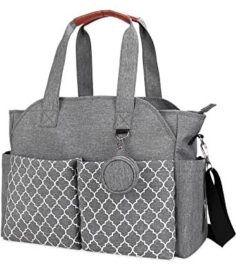 SONARIN Baby Wickeltasche,Multifunktionale Wasserdicht Reise Wickeltasche Umhängetasche Tragetasche Henkeltaschen mit Schnullertasche Grosse Kapazität für alle Babyzubehörteile(Grau)