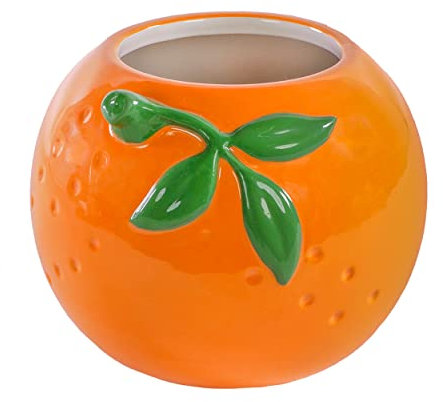 Steel Mill & Co Pot à crayons en céramique ou pot de fleurs succulentes, pot à crayons pour bureau, décoration de maison ou de bureau mignonne pour femme, orange