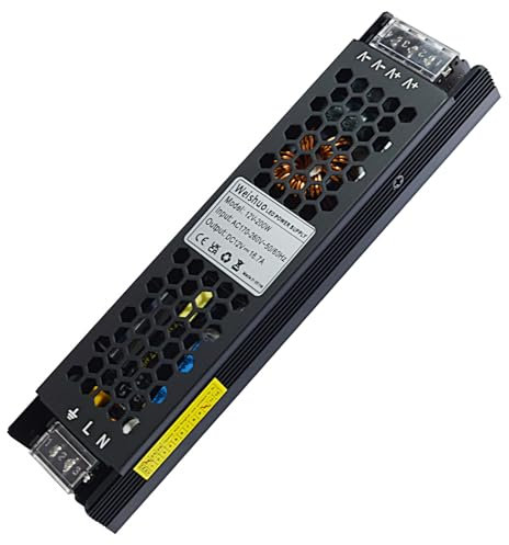 LED Trafo 12V 200W Konstante Spannung LED Trasformatore AC 220/230V auf DC 12 Volt 16.7 Ampere Schlankes Netzteil für LED-Streifen und LED-Innenleuchten