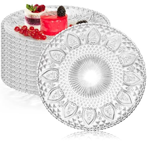 Coloch 12 Stück 20,3 cm Glasteller, Glasschalen, Salatteller, geschnitzt, Dessertteller, wiederverwendbar, Snack-Teller, Obstteller für Küche, Wohnzimmer, Bar, KTV, Partys, Hochzeiten