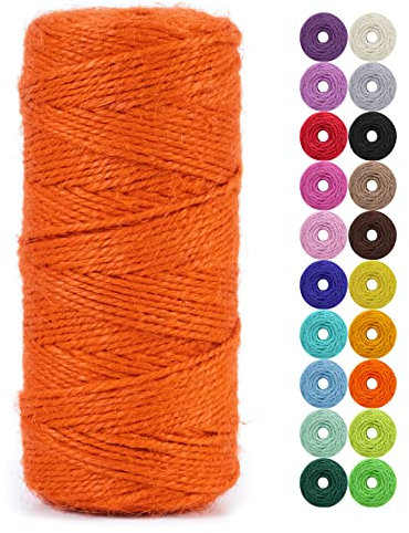 LEREATI Juteschnur 2mm x 100m, Paketschnur Naturfaser Gartenschnur Bastelschnur Jutegarn Juteseil, Jutekordel für DIY Kunstgewerbe, Gartenarbeit, Verpackung, Weihnachten Dekoration (Orange)