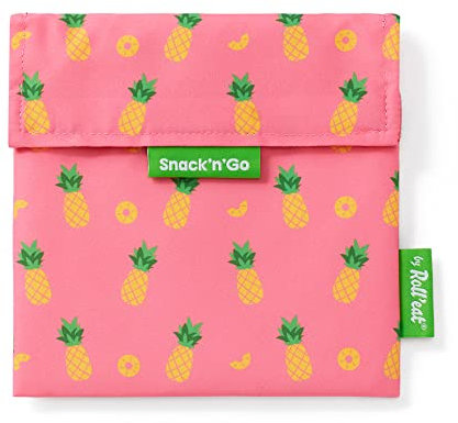 Roll'eat ® Snack'n'Go Fruits Design Ananas | Sac Snack en tissu réutilisable et lavable | Emballage sandwich | Support alimentaire écologique sans BPA