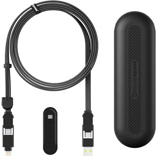 Rolling Square inCharge XL 200 cm - Cavo Usb Type-c, Cavo Universale Cellulare, Regalo Uomo, Caricatore Universale Cellulare 6 in 1, Gadget Tecnologico, Nero, Cavo Lightning da 100W