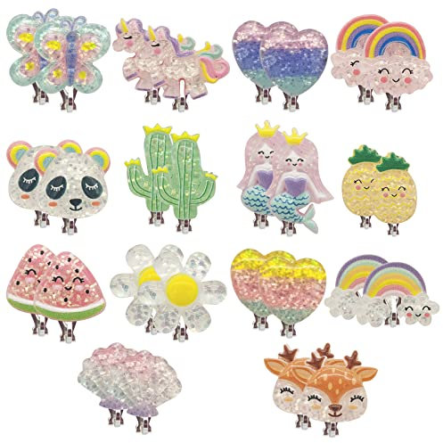 Scettar 14 Paar Ohrclips Mädchen ,Ohrringe Schmuck Set für Vortäuschen Prinzessin Spielen,Kinder Klipp Ohrringe Clip On Ohrringe mit verschiedene Muster