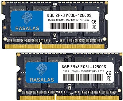 Rasalas 16GB 2x 8GB DDR3-1600 1600MHz PC3L-12800S 12800 Non-ECC Unbuffered 1.35V CL11 2Rx8 Dual Rank SODIMM Laptop Arbeitsspeicher RAM Memory