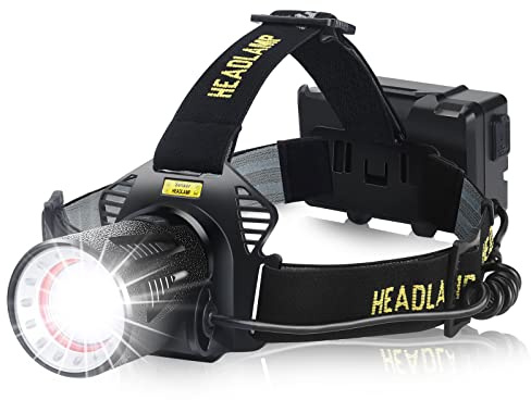 haoyehome Head Torch Super Bright, Head Torches LED Super Bright 8000 Lumens with Motion Sensors, 4 Modes, Zoomable, Head Torch Rechargeable for Camping Hunting Walking Fishing Biking