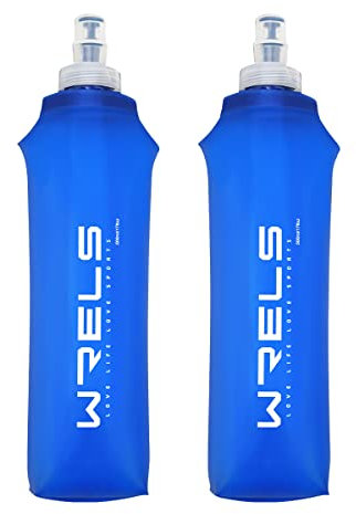 WRELS TPU Soft Flask Lightweight Portable Reusable Water Bottle,BPA Free Collapsible Flask for Hydration Pack in Running Hiking Cycling and Marathon(500ml-2 Packs)