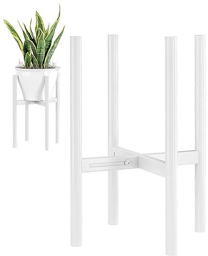 JANE EYRE Adjustable Plant Stand - Metal Planter Holder with Anti-Rust Coating, Large Plant Stand for Home, Pot Plant Holder, Suitable for Various Pots (White)