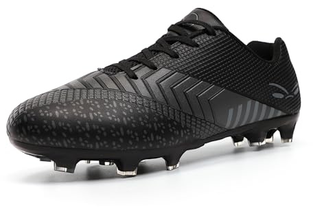 GWMDKI Men's Football Boots Unisex Breathable Spike Professional Athletics Football Trainers Sneakers Outdoor Football Shoes for Teenager Black 10.5UK