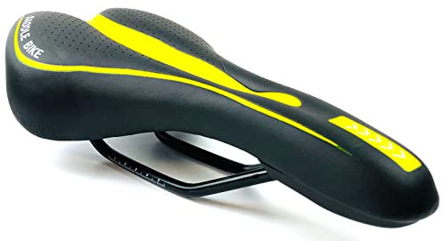 Hallenwerk GELB mit SCHWARZ Gel Fahrradsitz Fahrradsattel Fahrrad Sattel Mountainbike Rennrad Tourensattel Atmungsaktiv Ergonomisch