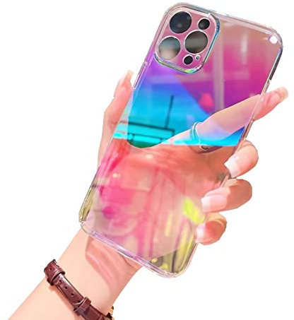 Rnrieyta Miagon Colorful Laser Case for iPhone XS/X,Laser Ray Rainbow Color Holographic Crystal Clear Cover Slim Hard PC Sparkle Protective Florescent Iridescent Bumper