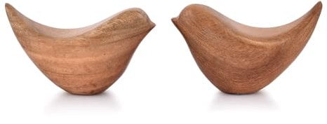 Indus Lifespace Juego de Estatuas de Pájaros de Madera de Acacia - Decoración del Hogar, Escultura Moderna para Sala de Estar, Baño, Oficina - Adornos Decorativos (11,43 cm)