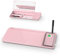 TOWON Desktop Glass Whiteboard with Wireless Charger Station, White Board Organizer for Desk Charger, Desk Whiteboard with Storage and Device Charging, Deskboard Buddy with Charger, Pink, 34 x 17 CM