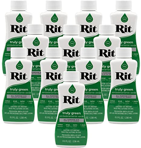 Rit Dye - Tinte líquido para tela de 8 onzas para ropa, decoración y manualidades, color verde verdadero (paquete de 12)