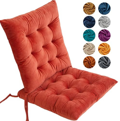 Hixingo 4er Set Stuhlkissen, Sitzkissen Stuhl, Stuhlkissen 40x40, Kristall-Samt Sitzkissen Bank, Sitzunterlage Outdoor & Innen, Sitzauflagen Chair Cushion für Wohnzimmer Terrassen (40cm,Orange)