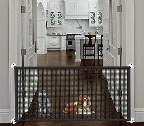 Portable Treppe Tor für Hunde Indoor Magic Pet Gates für The House Doorway Upgraded Mesh 180/110 x 78cm Sicherheit Welpen Zaun Gehäuse, schwarz