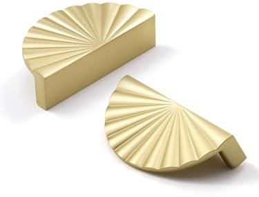 JIASENBAO 10 Pack Brushed Gold Cabinet Pulls 3 Hole Center Cup Flat Brass Drawer Pulls Kitchen Cupboard Bathroom Dresser Cabinet Hardware Handles Zinc Alloy