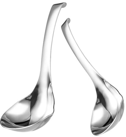 RORPOIR Lot de 2 cuillères à soupe en acier inoxydable - Cuillère à soupe pratique - Louche à soupe avec bec verseur - Louche en acier inoxydable - Louche pour le dîner - cuillère à soupe
