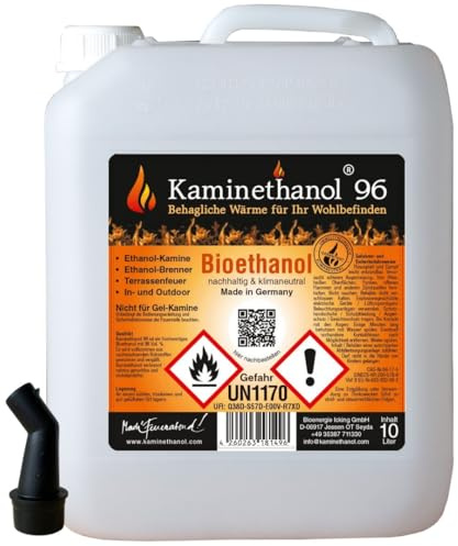 60 L Bioethanol 96,6% Ethanol 60 Liter Bio Alkohol 10 L Kanister Kamin Ausgießer